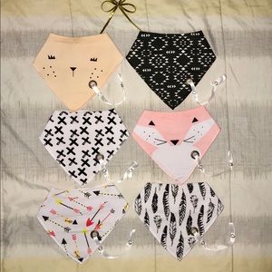 Baby Bandana Bibs with pacifier clip pack of 6